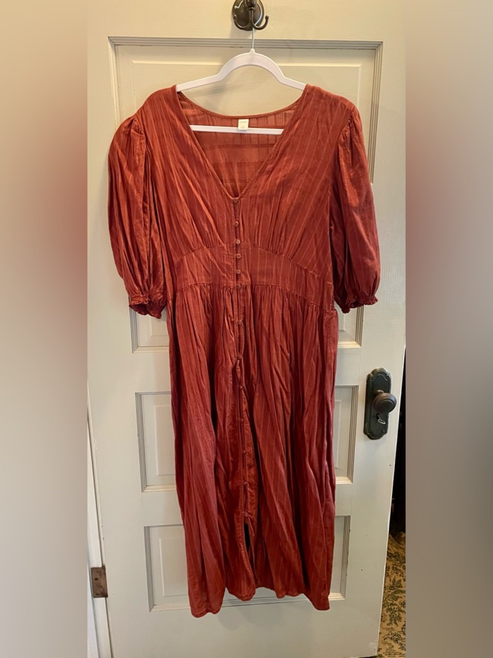 Old Navy Rust-Red V-Neck Button-Front Maxi Dress